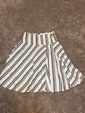 GAP 100% Linen Striped A-Line Midi Skirt Size 12R Lined